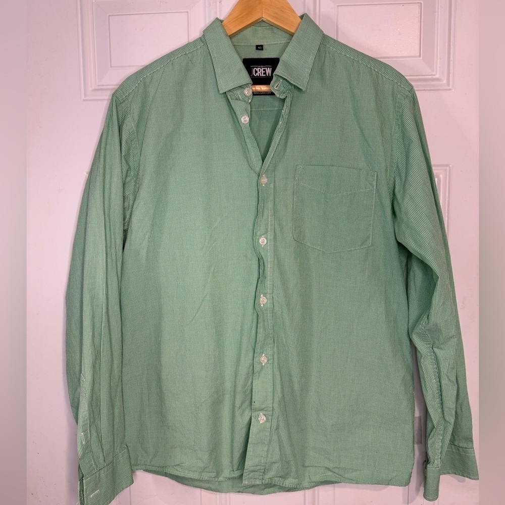 J. Crew Green Casual Button Down Shirt with Classic Collar
